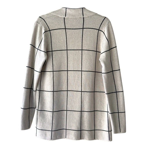 LOFT | NWOT RELAXED WINDOW PANE COTTON SWEATER BLAZER OPEN FRONT | MEDIUM - Picture 7 of 10